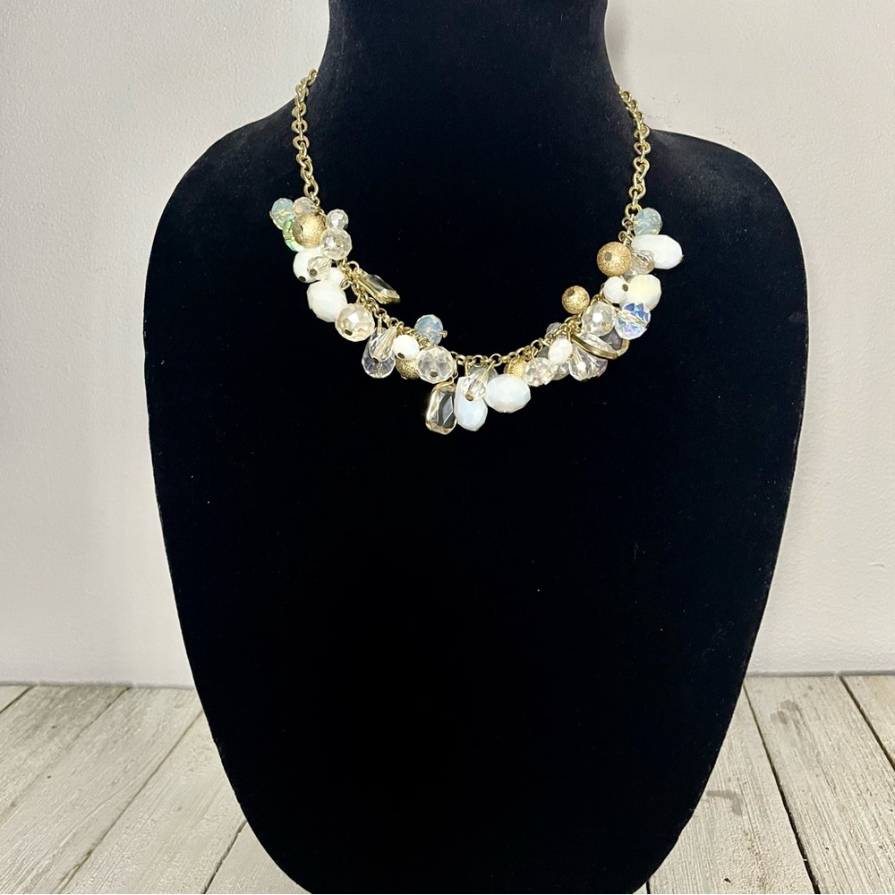 Gold Tone Multi-Bead Baubles Charm Necklace Chain